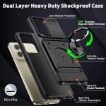 Vofolen for Motorola Moto G Stylus 5G 2024 Case with Card Holder [Store 2 Cards] + 360° Magnetic Rotated Ring Kickstand Dual Layer Heavy Duty Protective Wallet Phone Case for Women Men, Black