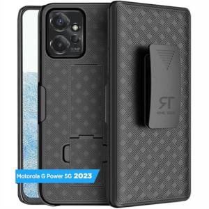 Designed for Motorola G Power 5G (2023) Case with Belt Clip Holster - Kickstand Cover Phone Case - Black