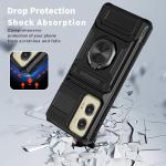 Vofolen for Motorola Moto G Stylus 5G 2024 Case with Card Holder [Store 2 Cards] + 360° Magnetic Rotated Ring Kickstand Dual Layer Heavy Duty Protective Wallet Phone Case for Women Men, Black