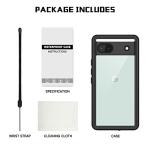 Lanhiem for Google Pixel 6a Case, IP68 Waterproof Dustproof with Built-in Screen Protector, Heavy Duty Full Body Protective Phone Case for Pixel 6a, Black/Clear
