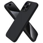 ORNARTO Compatible with iPhone 15 Pro Max Case 6.7", Slim Liquid Silicone 3 Layers Soft Gel Rubber Shockproof Protective Phone Case with Anti-Scratch Microfiber Lining-Black