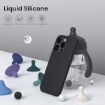 ORNARTO Compatible with iPhone 15 Pro Max Case 6.7", Slim Liquid Silicone 3 Layers Soft Gel Rubber Shockproof Protective Phone Case with Anti-Scratch Microfiber Lining-Black
