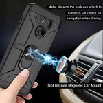GAMEMIUZ Case for LG G6, Case for LG G6 with [3X Tempered Glass Screen Protector], Built-in Ring Kickstand and Magnetic Car Mount Shockproof Dropproof Military Grade Armor Rugged Cover - Black