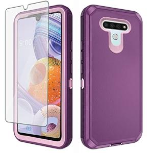 Asuwish Phone Case for LG Stylo 6/Stylo6 Plus/K71 Stylus with Tempered Glass Screen Protector and Cell Cover Hybrid Shockproof Hard Protective Accessories LGStylo6 6+ 6plus Style 06 Six 2020 Purple