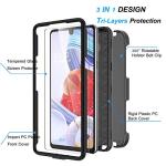 Njjex LG Stylo 6 Case, LG Stylo 6 Phone Case with Tempered Glass Screen Protector [2 Pack], [Nbeck] Shockproof Heavy Duty Locking Swivel Holster Belt Clip Kickstand Rugged Hard Cover [Black]