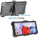 Njjex LG Stylo 6 Case, LG Stylo 6 Phone Case with Tempered Glass Screen Protector [2 Pack], [Nbeck] Shockproof Heavy Duty Locking Swivel Holster Belt Clip Kickstand Rugged Hard Cover [Black]