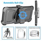 Njjex LG Stylo 6 Case, LG Stylo 6 Phone Case with Tempered Glass Screen Protector [2 Pack], [Nbeck] Shockproof Heavy Duty Locking Swivel Holster Belt Clip Kickstand Rugged Hard Cover [Black]
