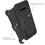 JACKPOT WIRELESS for LG V60 ThinQ Case Heavy Duty Shock-Absorption/High Impact Resistant Armor Built in Screen Holster Defender Case with Kickstand + Swivel Belt Clip Holster for LG V60 ThinQ (Black)