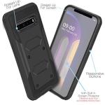 JACKPOT WIRELESS for LG V60 ThinQ Case Heavy Duty Shock-Absorption/High Impact Resistant Armor Built in Screen Holster Defender Case with Kickstand + Swivel Belt Clip Holster for LG V60 ThinQ (Black)
