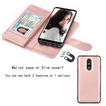 Njjex Compatible with LG Stylo 5 Case/LG Stylo 5X/Stylo 5V/Stylo 5 Plus Wallet Case, [9 Card Slots] PU Leather Card Holder Folio Flip [Detachable][Kickstand] Magnetic Phone Cover & Lanyard [Rose Gold]