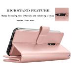 Njjex Compatible with LG Stylo 5 Case/LG Stylo 5X/Stylo 5V/Stylo 5 Plus Wallet Case, [9 Card Slots] PU Leather Card Holder Folio Flip [Detachable][Kickstand] Magnetic Phone Cover & Lanyard [Rose Gold]
