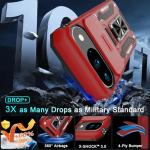 DEERLAMN Case for Google Pixel 10/10 Pro with Slide Camera Cover+Screen Protector(1 Pack), Rotated Ring Kickstand Military Grade Shockproof Protective Cover-Red