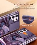 GVIEWIN for Samsung Galaxy S23 Ultra Case with Slide Camera Cover, [Built-in Screen Protector] [2 Front Frames] Military Grade Shockproof Marble Phone Case Fit S23 Ultra 6.8", Quicksand/Purple