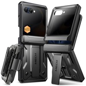 TONGATE for Motorola Razr 2025/Razr 2024 Case with Privacy Screen Protector, [Stand & Belt-Clip] [Hinge Protection Cover] [Anti-Slip], Full-Body Military Grade Protective Phone Case, Black