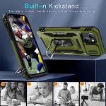 DEERLAMN Case for iPhone 13/iPhone 14 6.1-Inch with Slide Camera Cover+Screen Protector(2 Packs),Rotated Ring Kickstand Military Grade Shockproof Protective Cover-Olive Green