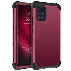 BENTOBEN Compatible with Samsung A71 5G Case, 3 Layer Hybrid Hard PC Soft Rubber Heavy Duty Rugged Bumper Shockproof Anti Slip Full-Body Protective Phone Cover for Samsung A71 5G 2020, Wine Red
