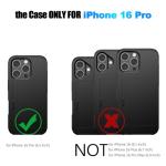 Nvollnoe Compatible with iPhone 16 Pro Case with Card Holder Heavy Duty Protective Dual Layer Shockproof Hidden Slot Slim Wallet Phone Cover for Women&Men 6.3 inch(Black)