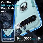 for Google Pixel 10/10 Pro Case with Screen Protector + Camera Lens Protector,Heavy Duty Shockproof Full Body Protective Cover Built in Rotatable Metal Ring Holder Kickstand,2025 Mint Green