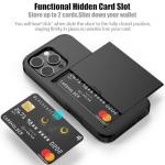 Nvollnoe Compatible with iPhone 16 Pro Case with Card Holder Heavy Duty Protective Dual Layer Shockproof Hidden Slot Slim Wallet Phone Cover for Women&Men 6.3 inch(Black)