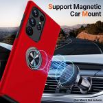 JAME for S23 Ultra Case, Slim Soft Bumper Case for Galaxy S23 Ultra, with Ring Holder Kickstand for Samsung S23 Ultra Cover, Military-Grade Protection for Samsung Galaxy S23 Ultra Case, Red