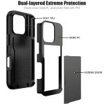 Nvollnoe Compatible with iPhone 16 Pro Case with Card Holder Heavy Duty Protective Dual Layer Shockproof Hidden Slot Slim Wallet Phone Cover for Women&Men 6.3 inch(Black)