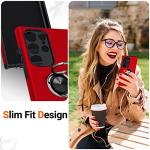 JAME for S23 Ultra Case, Slim Soft Bumper Case for Galaxy S23 Ultra, with Ring Holder Kickstand for Samsung S23 Ultra Cover, Military-Grade Protection for Samsung Galaxy S23 Ultra Case, Red