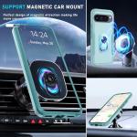 for Google Pixel 10/10 Pro Case with Screen Protector + Camera Lens Protector,Heavy Duty Shockproof Full Body Protective Cover Built in Rotatable Metal Ring Holder Kickstand,2025 Mint Green