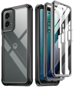 Poetic Guardian Case for Motorola Moto G 5G 2024 [Not Fit 2023 Version], [20FT Mil-Grade Drop Tested], Full-Body Shockproof Cover with Built-in Screen Protector, Black/Clear
