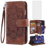 Asuwish Phone Case for Motorola Moto Edge 2022/MotoEdge 5G UW 2022 Wallet Cover with Tempered Glass Screen Protector and Flower Flip Credit Card Holder Cell Gen 3 XT2205-1 XT2205-2 6.6 Women Men Brown