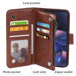 Asuwish Phone Case for Motorola Moto Edge 2022/MotoEdge 5G UW 2022 Wallet Cover with Tempered Glass Screen Protector and Flower Flip Credit Card Holder Cell Gen 3 XT2205-1 XT2205-2 6.6 Women Men Brown