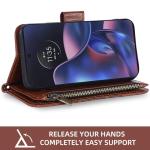 Asuwish Phone Case for Motorola Moto Edge 2022/MotoEdge 5G UW 2022 Wallet Cover with Tempered Glass Screen Protector and Flower Flip Credit Card Holder Cell Gen 3 XT2205-1 XT2205-2 6.6 Women Men Brown