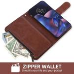 Asuwish Phone Case for Motorola Moto Edge 2022/MotoEdge 5G UW 2022 Wallet Cover with Tempered Glass Screen Protector and Flower Flip Credit Card Holder Cell Gen 3 XT2205-1 XT2205-2 6.6 Women Men Brown