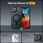 Miracase Magnetic for iPhone 15 Case (Compatible with MagSafe)（with 2X Screen Protectors） Military-Grade Protection, Anti-Fingerprint Translucent Matte Phone Cover for iPhone 15 6.1 inch, Black