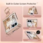 Caka Bling Case for Motorola Razr 2024/2025 Case [NOT for Plus or Ultra], with Finger Ring Holder & Built-in Screen Protector, Slim Thin Protective Phone Cover for Moto Razr 2024 & 2025 - Rose Gold