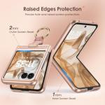 Caka Bling Case for Motorola Razr 2024/2025 Case [NOT for Plus or Ultra], with Finger Ring Holder & Built-in Screen Protector, Slim Thin Protective Phone Cover for Moto Razr 2024 & 2025 - Rose Gold