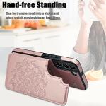 MMHUO for Samsung Galaxy S22 Case with Card Holder,Flower Magnetic Buttons Protective Wallet Cover for Women for Samsung Galaxy S22 5G (2022),Rose Gold
