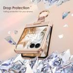 Caka Bling Case for Motorola Razr 2024/2025 Case [NOT for Plus or Ultra], with Finger Ring Holder & Built-in Screen Protector, Slim Thin Protective Phone Cover for Moto Razr 2024 & 2025 - Rose Gold