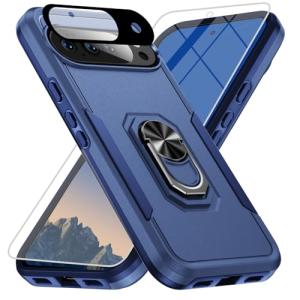Bonkier for Google Pixel 10 Case [15 FT Military Grade Drop Protection] with Screen Protector & Lens Protector Heavy-Duty Shockproof Kickstand Case for Pixel 10 Dark Blue