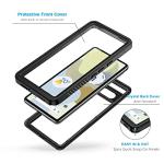 Lanhiem for Google Pixel 7 Case, IP68 Waterproof Dustproof with Built-in Screen Protector, Heavy Duty Full Body Protective Phone Case for Pixel 7, Black/Clear
