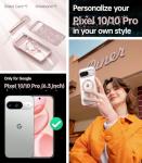 Meifigno Designed for Google Pixel 10/10 Pro Case 6.3", [Glitter Card & Wrist Strap][Compatible with MagSafe] Transparent Back and Electroplated Edges for Pixel 10 Pro Case/Pixel 10 Case, Rose Gold