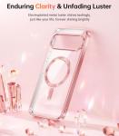 Meifigno Designed for Google Pixel 10/10 Pro Case 6.3", [Glitter Card & Wrist Strap][Compatible with MagSafe] Transparent Back and Electroplated Edges for Pixel 10 Pro Case/Pixel 10 Case, Rose Gold