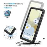 Lanhiem for Google Pixel 7 Case, IP68 Waterproof Dustproof with Built-in Screen Protector, Heavy Duty Full Body Protective Phone Case for Pixel 7, Black/Clear