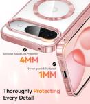 Meifigno Designed for Google Pixel 10/10 Pro Case 6.3", [Glitter Card & Wrist Strap][Compatible with MagSafe] Transparent Back and Electroplated Edges for Pixel 10 Pro Case/Pixel 10 Case, Rose Gold