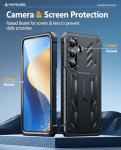 FNTCASE for Samsung Galaxy S25-FE Case: Military Grade Drop Proof Protection Mobile Cover with Kickstand | Matte Textured Rugged Shockproof TPU | Protective Sturdy Phone Case Black