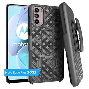 Designed for Motorola Edge Plus 2022 / Plus 5G UW/Edge Pro 30 - XT22011 Case with Belt Clip Holster - Kickstand Cover Phone Case - Black