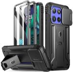 Poetic Revolution Case for Motorola Moto G Stylus 5G 2025, [Slide Camera Cover] [Screen Protector Works with Fingerprint ID] Military Grade Rugged Shockproof Phone Case with Built in Kickstand, Black