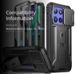 Poetic Revolution Case for Motorola Moto G Stylus 5G 2025, [Slide Camera Cover] [Screen Protector Works with Fingerprint ID] Military Grade Rugged Shockproof Phone Case with Built in Kickstand, Black