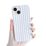 Yeddabox for iPhone 14 Case Cute Striped Phone Case Soft TPU Slim Shockproof Phone Cover for Women Girls, Blue and White