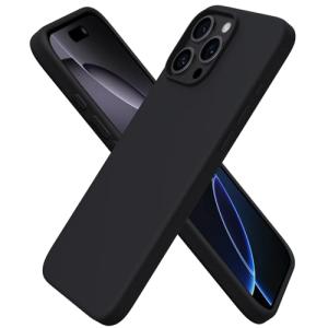 ORNARTO Compatible with iPhone 16 Pro Max Case 6.9", Slim Liquid Silicone 3 Layers Soft Gel Rubber Shockproof Protective Case with Anti-Scratch Microfiber Lining-Black