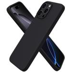 ORNARTO Compatible with iPhone 16 Pro Max Case 6.9", Slim Liquid Silicone 3 Layers Soft Gel Rubber Shockproof Protective Case with Anti-Scratch Microfiber Lining-Black